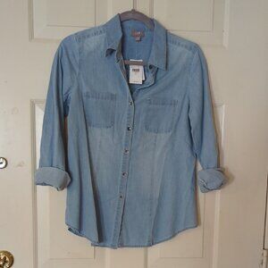 Light Blue Denim Button-Up Shirt